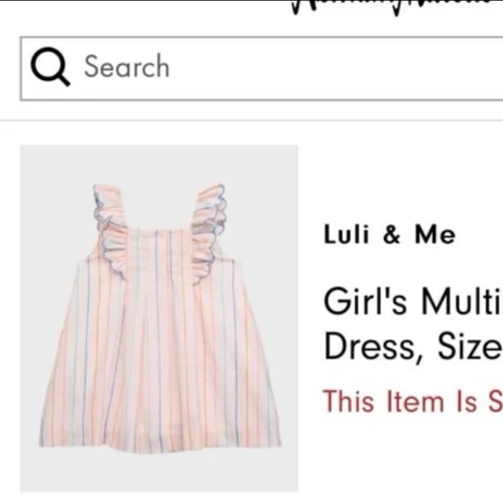 Luli & Me - 18mos Girl's Multicolor Striped Dress with scalloped detailing